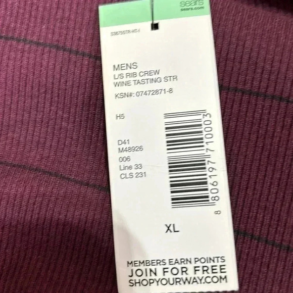 Structure Long Sleeve ribbed pullover, boatneck,thin stripe, color wine/black - Picture 8 of 9